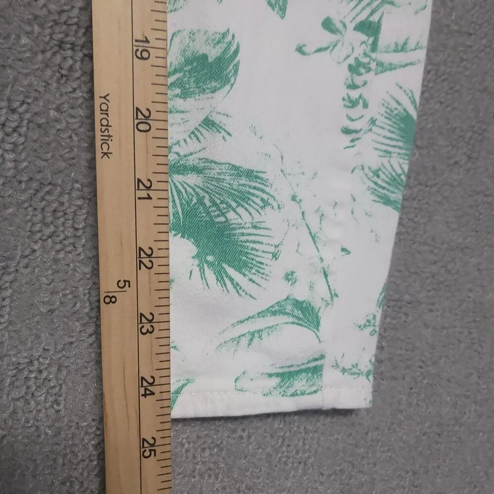 Lucky Brand Low Rise Crop Lolita Pants Womens 00/24 White Green Leaf Denim